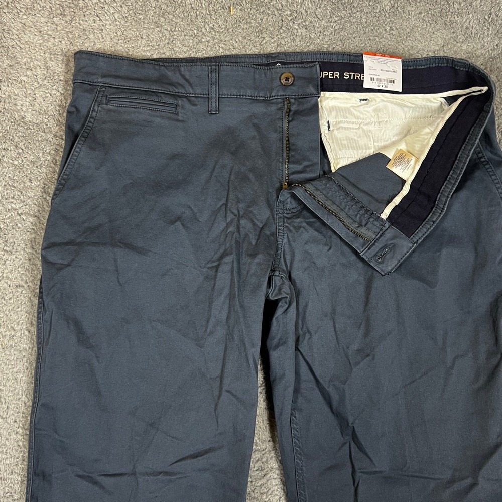 St Johns Bay Chino Pants‎ Mens 42x30 Blue Stretch Straight Fit Flat Front NEW